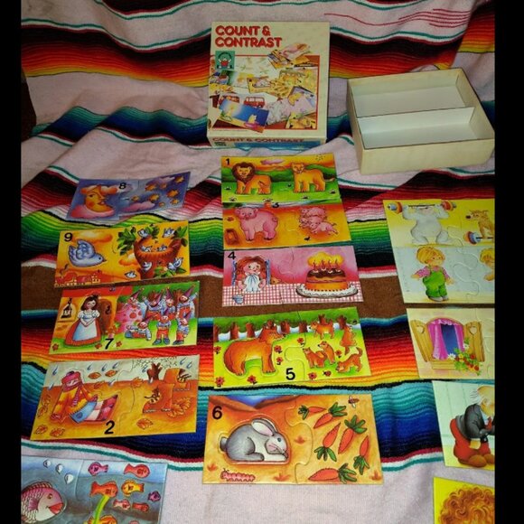 Discovery Toys Vintage Count & Contrast Puzzle Game Made In Spain Good Used Cond - Picture 2 of 10